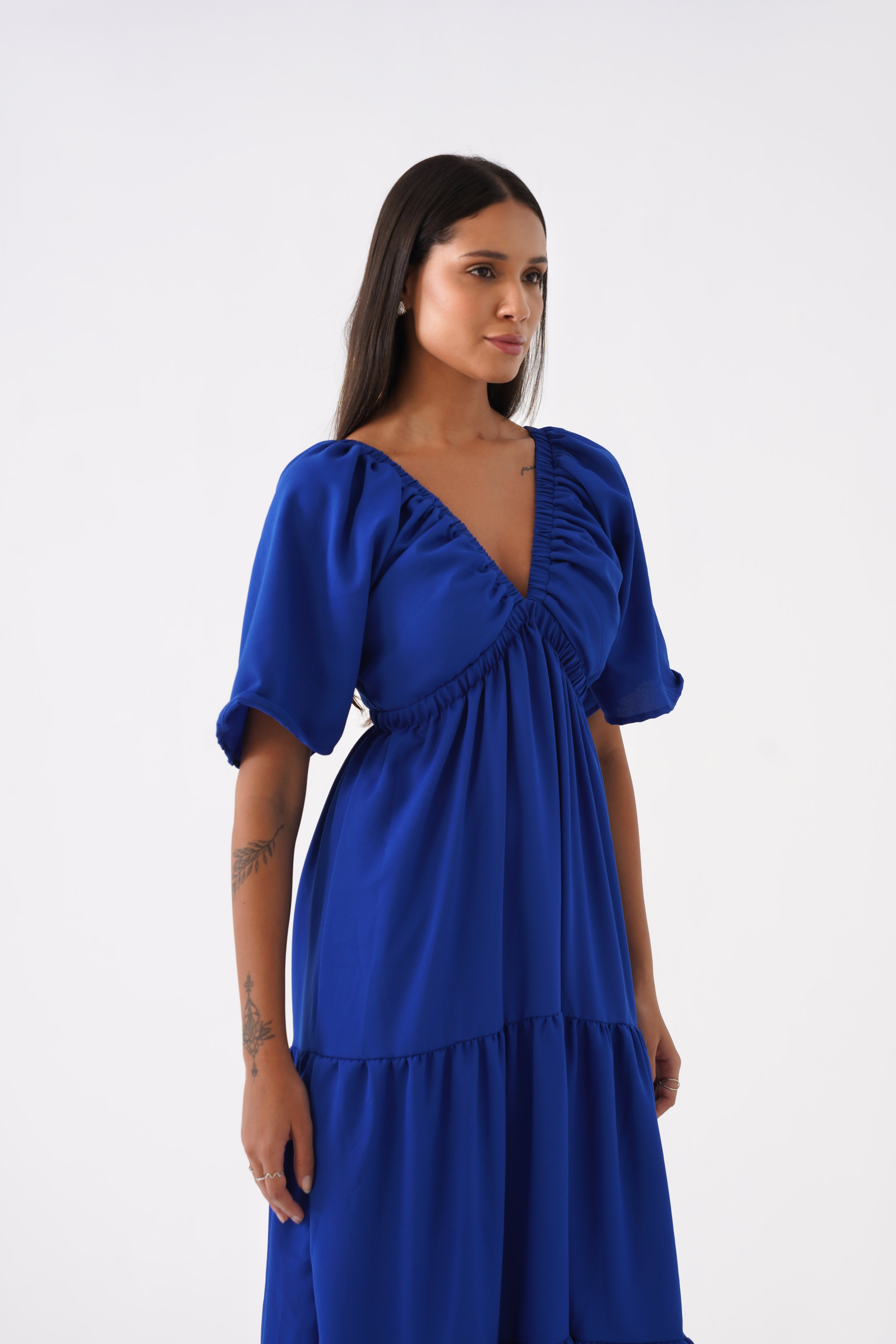 V-Neck Ruffle Dress