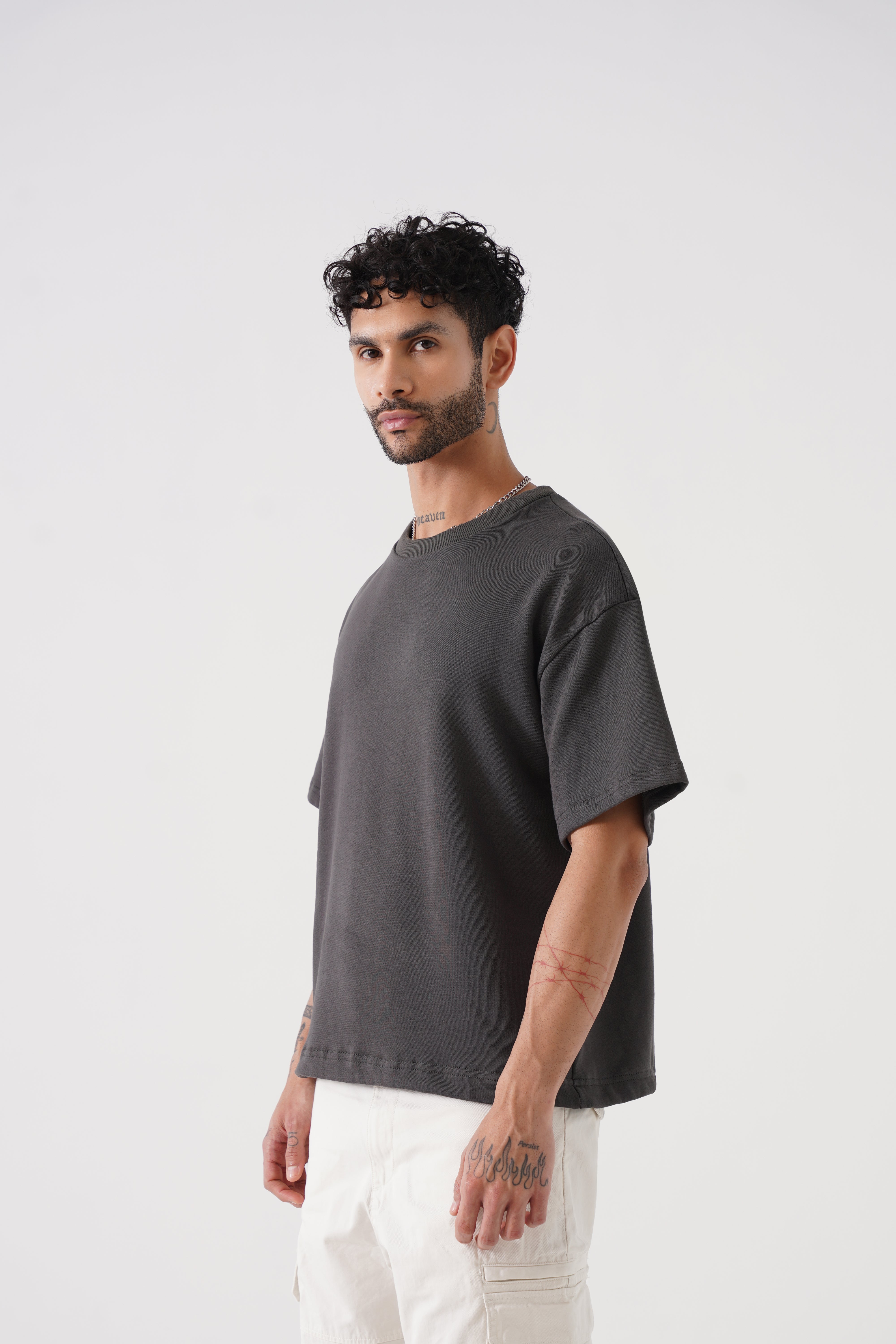 Drop Shoulder Unisex Tshirt (Steel Grey )