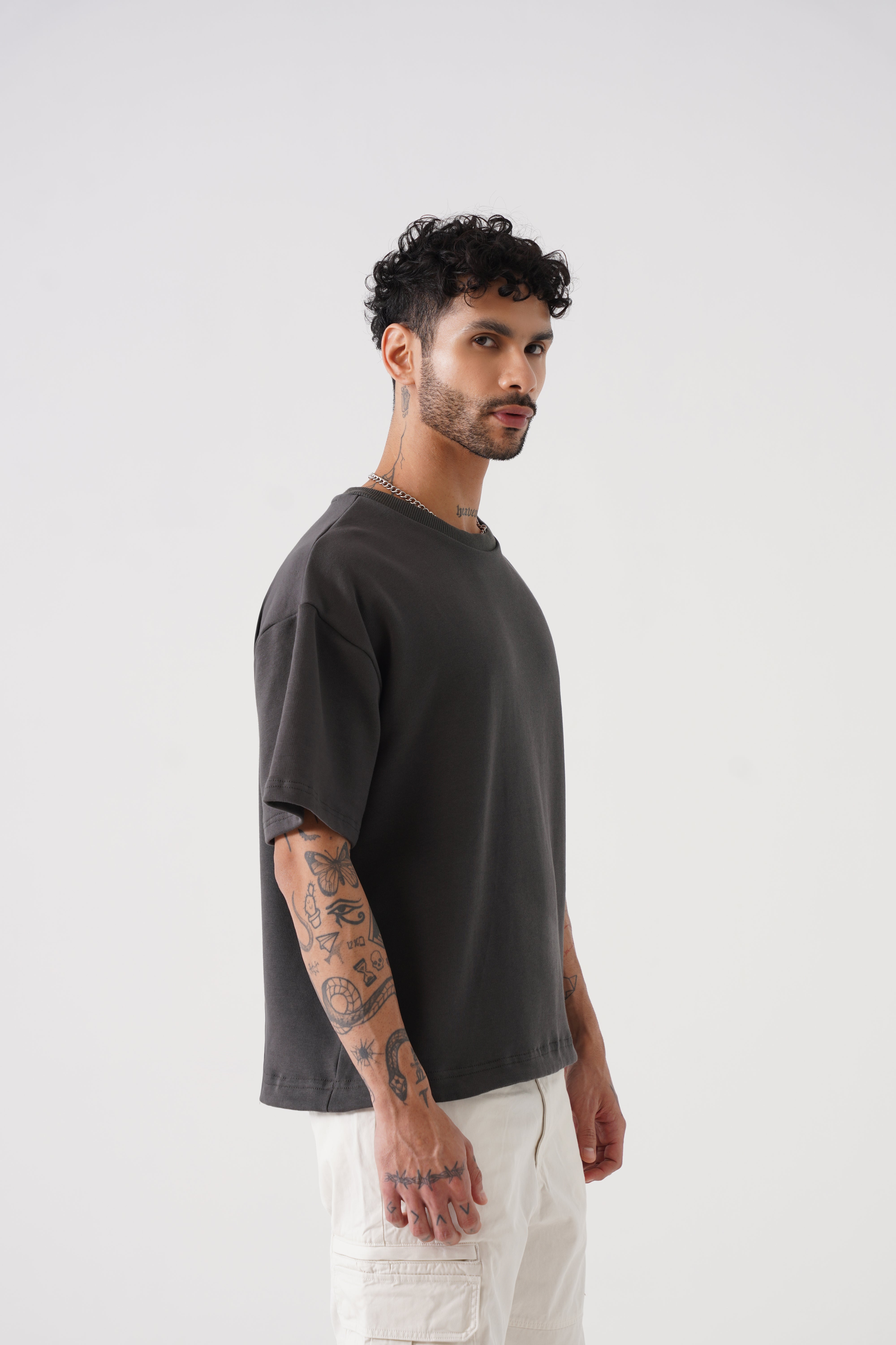 Drop Shoulder Unisex Tshirt (Steel Grey )