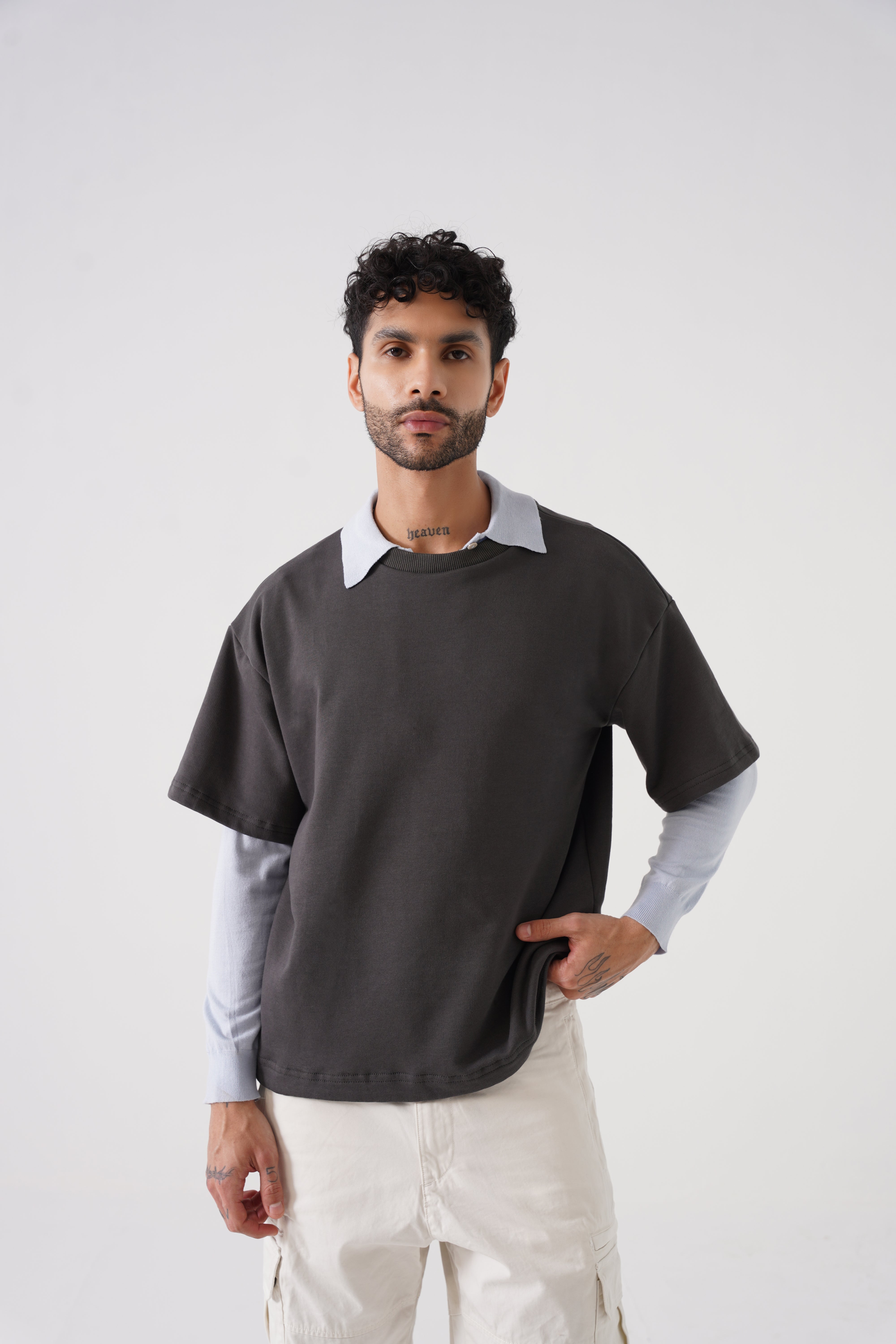 Drop Shoulder Unisex Tshirt (Steel Grey )