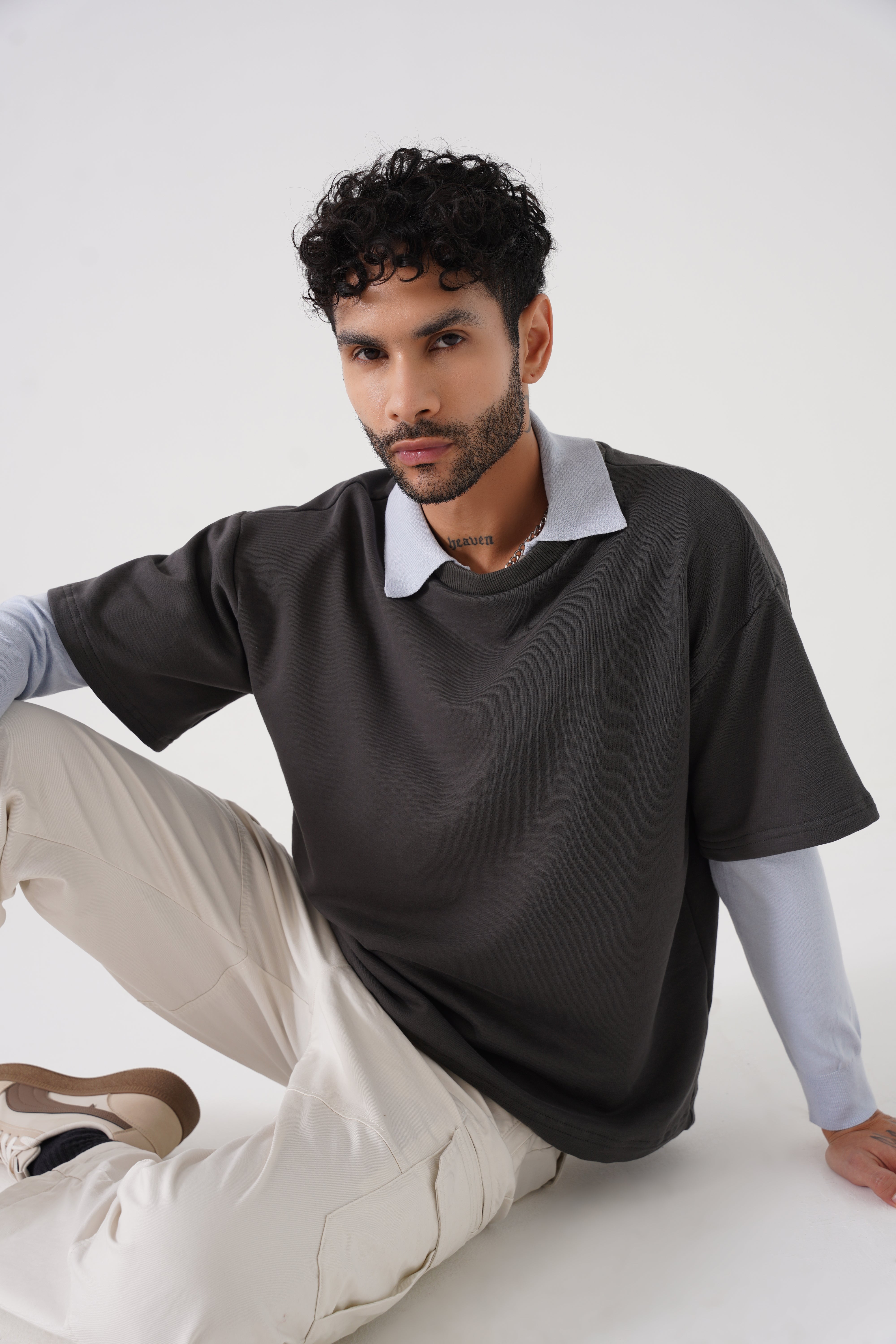 Drop Shoulder Unisex Tshirt (Steel Grey )