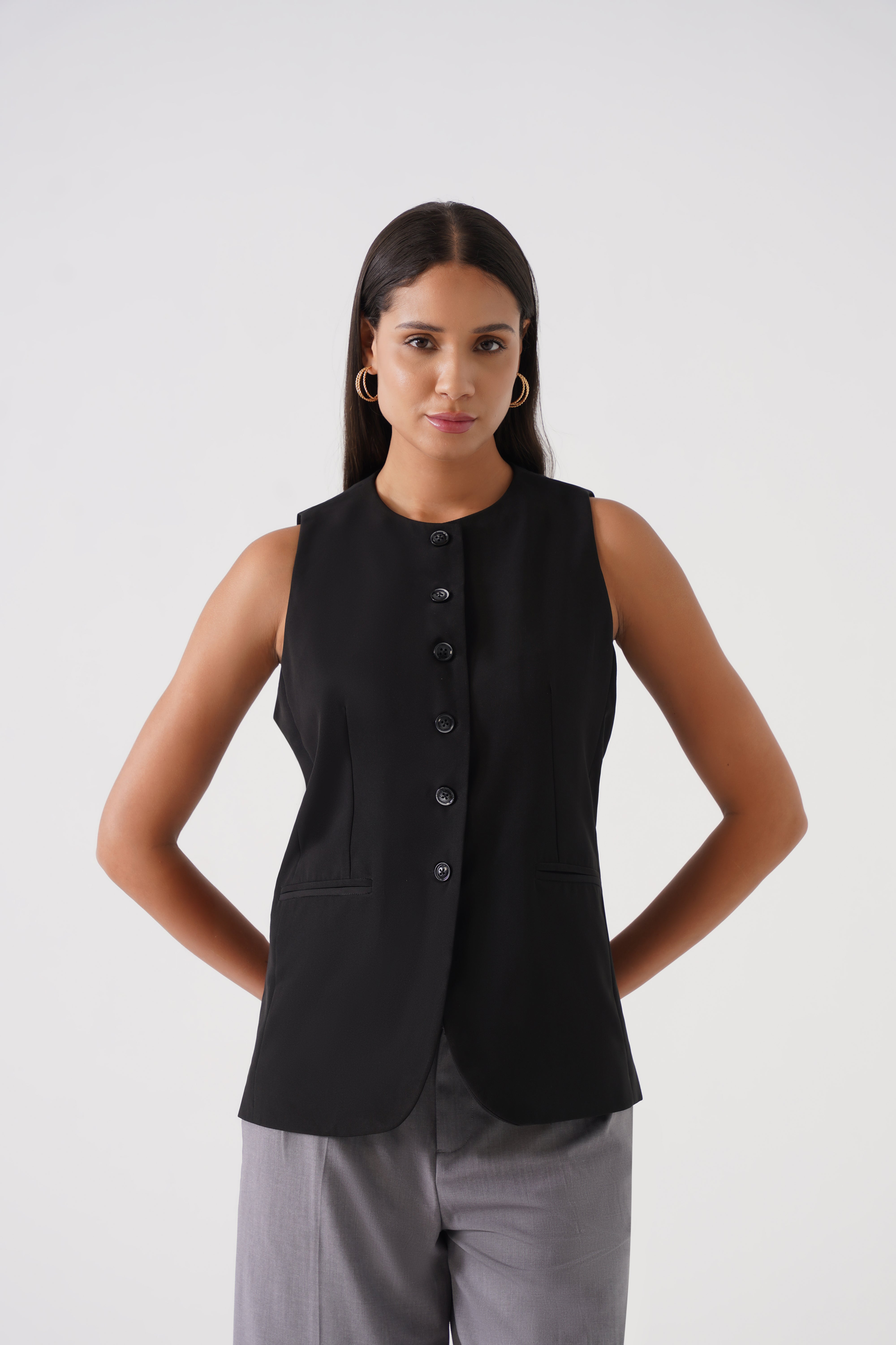 Button-Down Soft Vest (Black)