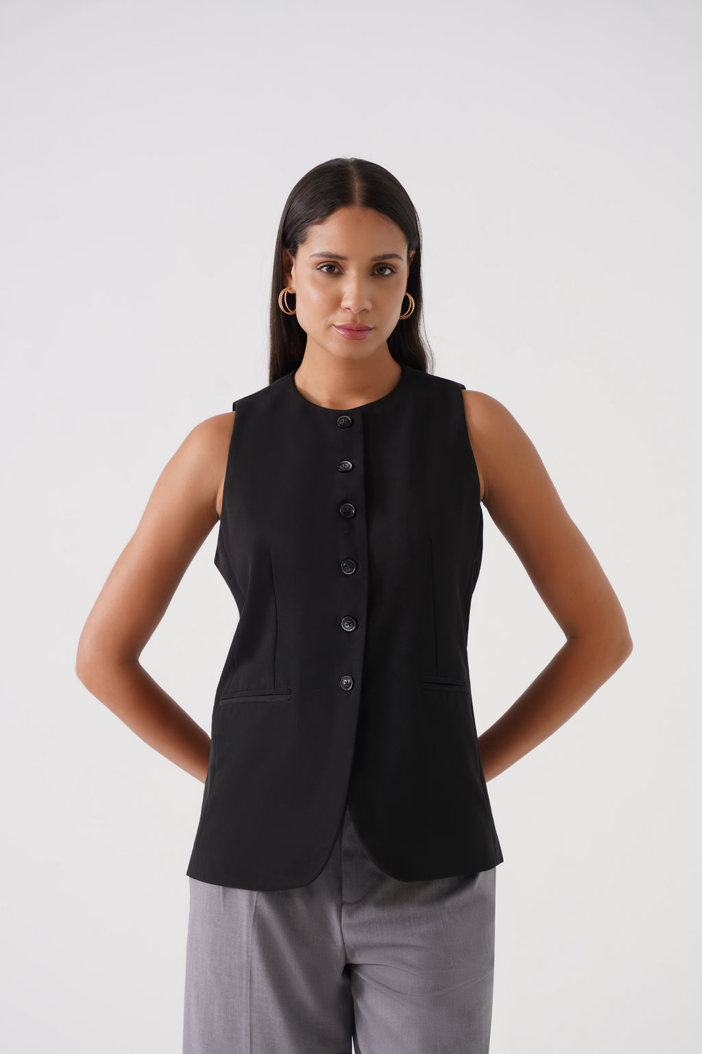Button-Down Soft Vest (Black)