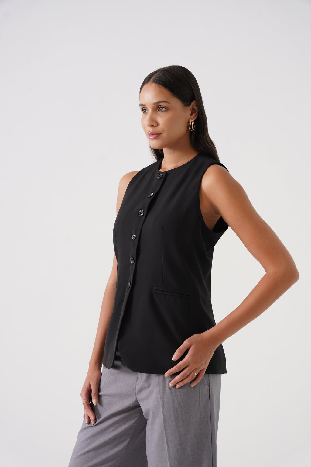 Button-Down Soft Vest (Black)