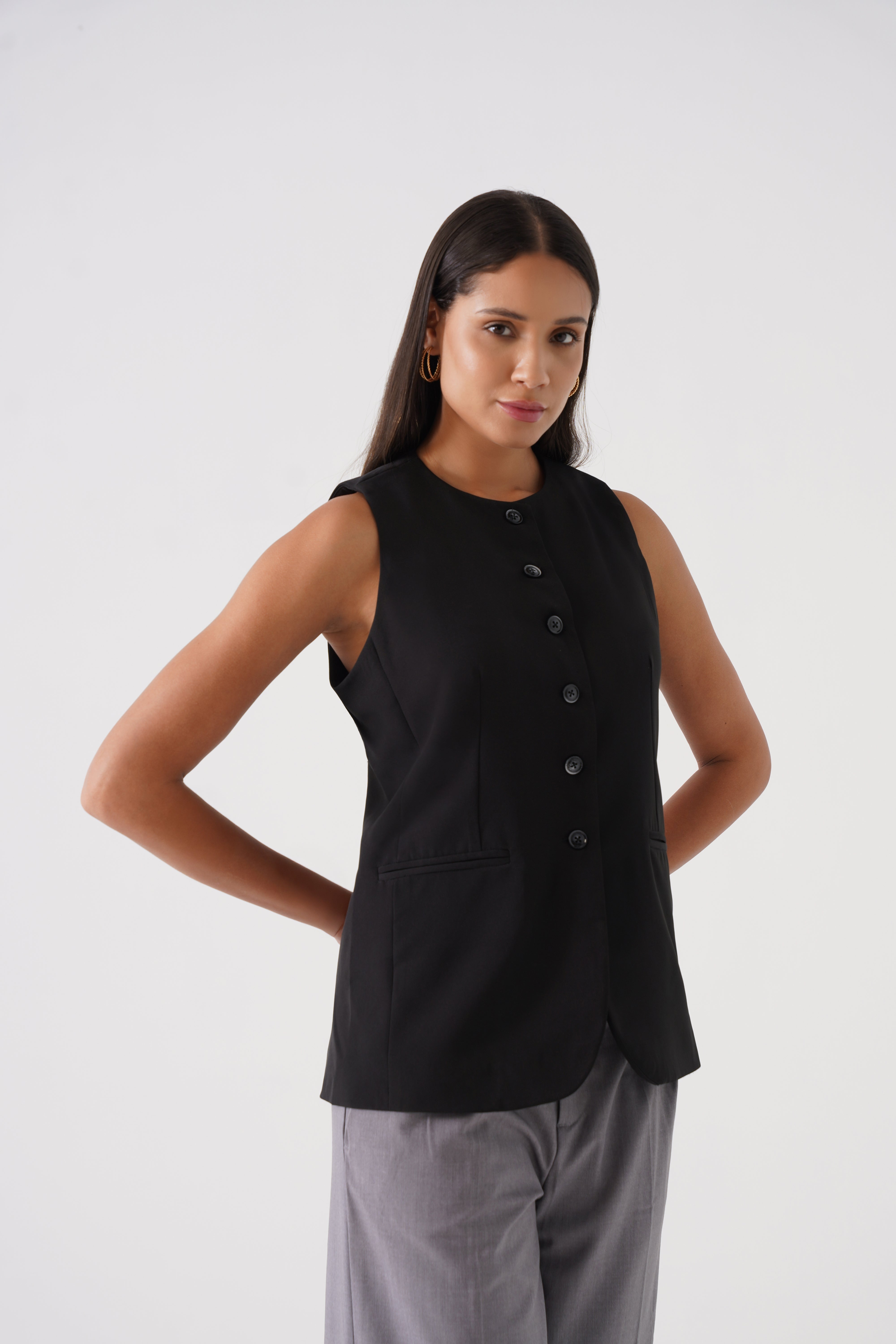 Button-Down Soft Vest (Black)